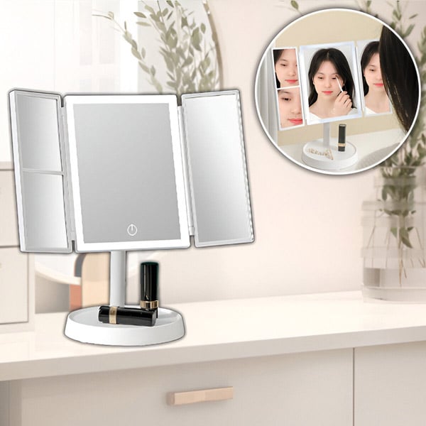 Многофункционално Огледало с LED Светлина и Увеличение - STARMIRROR®, mnogofunkcionalno ogledalo s led svetlina i uvelichenie starmirror