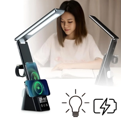 3 в 1 Настолна Зарядна Станция За Телефон с Лампа и Будилник TABLECHARGE®